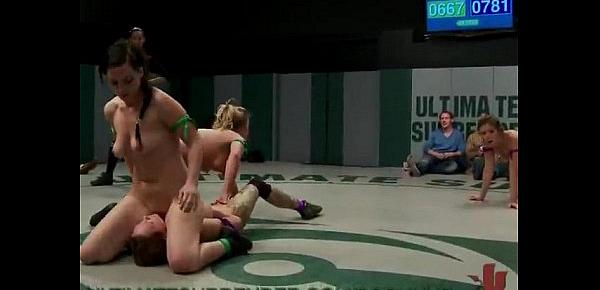  crazy bitches strapon fucking very hard at ultimate surrender